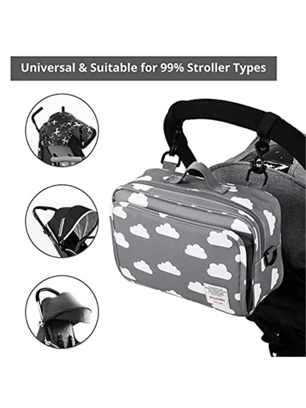 Stroller Organizer Diaper Bag Cup Holder Baby Storage Travel Shoulder Bag Large